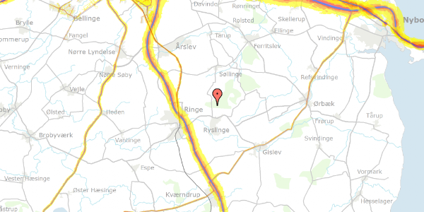 Trafikstøjkort på Nørremarksgyden 3, 5856 Ryslinge
