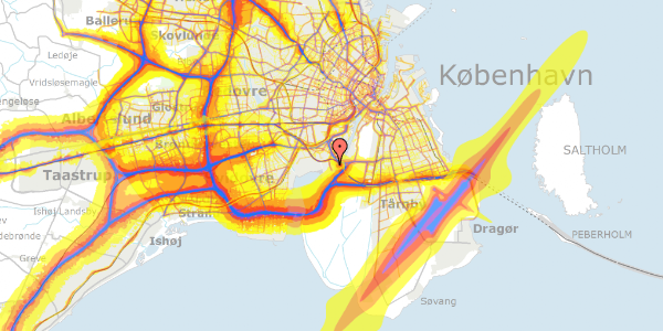 Trafikstøjkort på Bådehavnsgade 55D, 2450 København SV