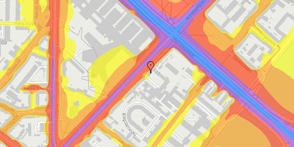 Trafikstøjkort på Blegdamsvej 30B, 1. tv, 2200 København N