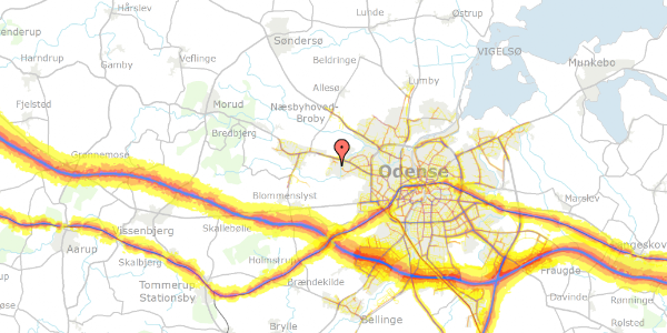 Trafikstøjkort på Guldæble Have 12, 5210 Odense NV