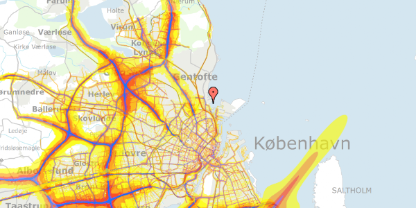 Trafikstøjkort på Scherfigsvej 19, st. th, 2100 København Ø