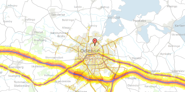 Trafikstøjkort på Mejlholmgade 61, 5000 Odense C