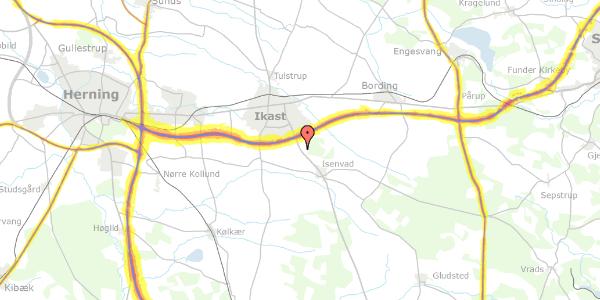 Trafikstøjkort på Isenvadvej 15B, 7430 Ikast