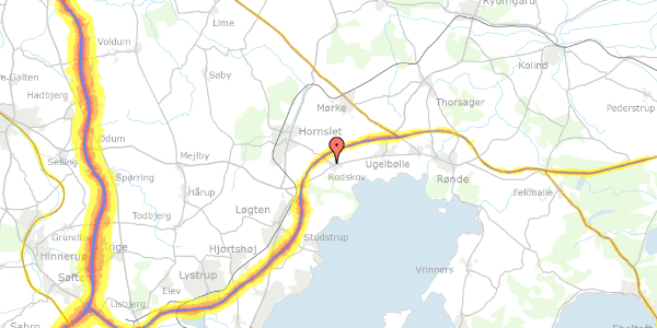 Trafikstøjkort på Kaløvigparken 22, 8543 Hornslet