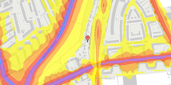 Trafikstøjkort på Hf. Zenia-Lindevang 13, 2000 Frederiksberg