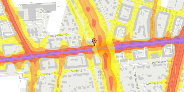 Trafikstøjkort på Peter Bangs Vej 102, st. , 2000 Frederiksberg