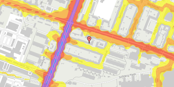 Trafikstøjkort på Thurøvej 13, 2000 Frederiksberg