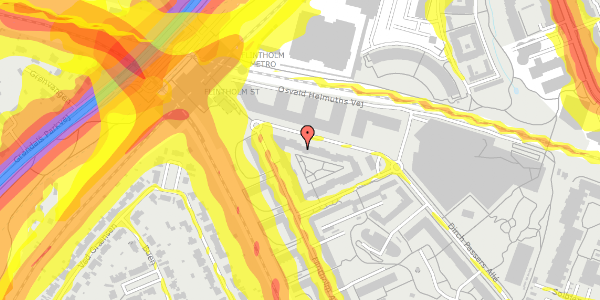 Trafikstøjkort på Dirch Passers Allé 25, 3. tv, 2000 Frederiksberg