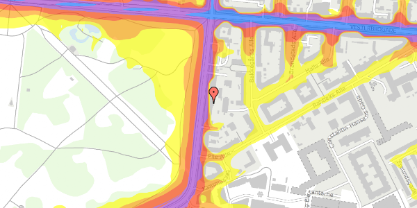 Trafikstøjkort på Pile Alle 33, 1. mf, 2000 Frederiksberg