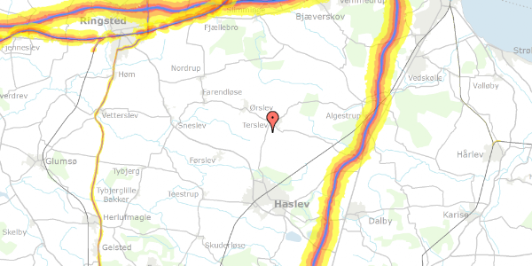 Trafikstøjkort på Terslevvej 25A, 4690 Haslev