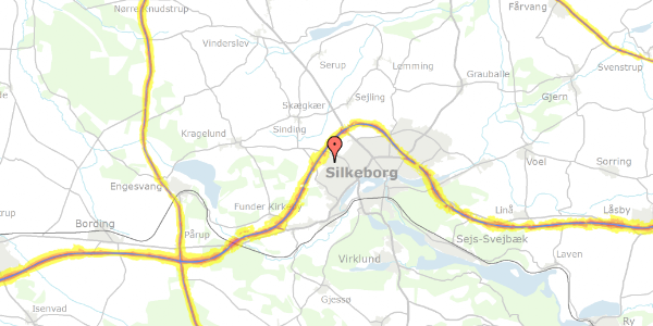 Trafikstøjkort på Buskelundengen 88, 8600 Silkeborg