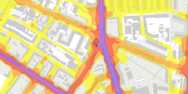 Trafikstøjkort på Glasvej 29, 3. th, 2400 København NV