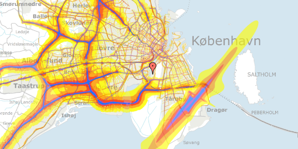 Trafikstøjkort på Teglholmens Østkaj 36, 2450 København SV