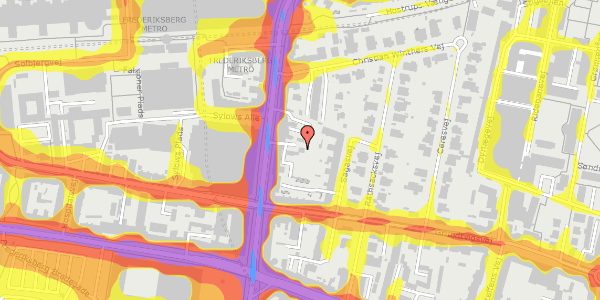 Trafikstøjkort på Falkoner Alle 18A, st. , 2000 Frederiksberg