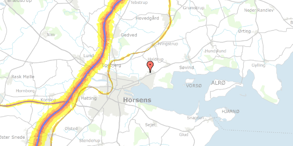 Trafikstøjkort på Sundgårdsvej 121, 8700 Horsens