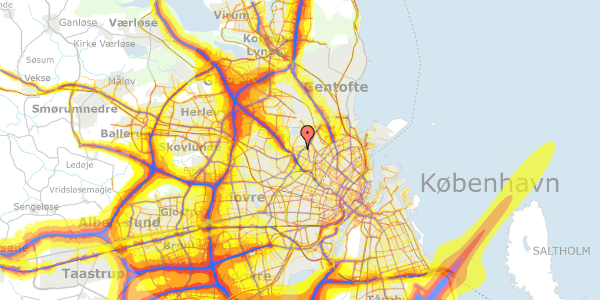 Trafikstøjkort på Dortheavej 40, 1. 2, 2400 København NV