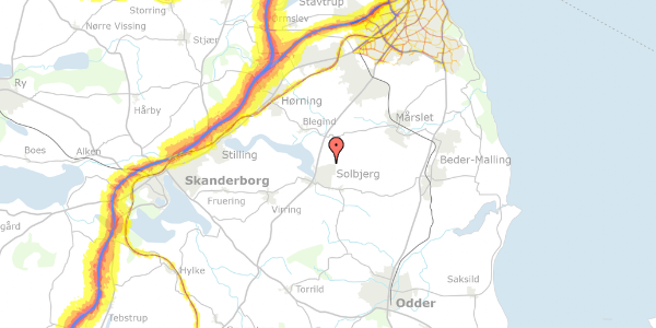 Trafikstøjkort på Hyldevangen 18, 8355 Solbjerg