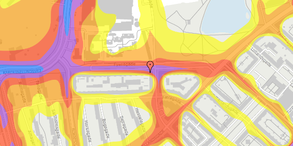 Trafikstøjkort på Fyensgade 42, 9000 Aalborg