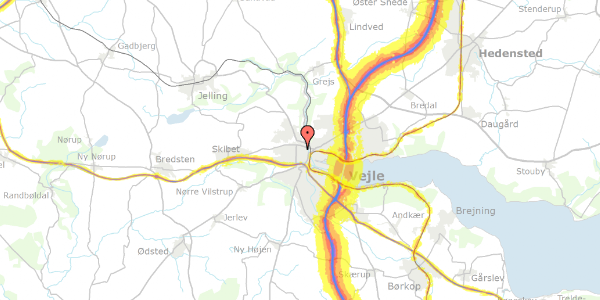 Trafikstøjkort på Nyboesgade 37, 7100 Vejle