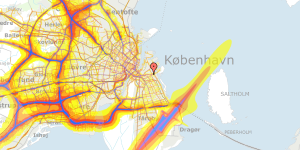 Trafikstøjkort på Uplandsgade 74, 2300 København S