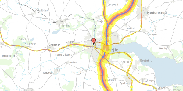 Trafikstøjkort på Åkæret 9, 12. 4, 7100 Vejle