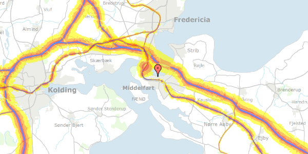 Trafikstøjkort på Søndergade 9B, 5500 Middelfart