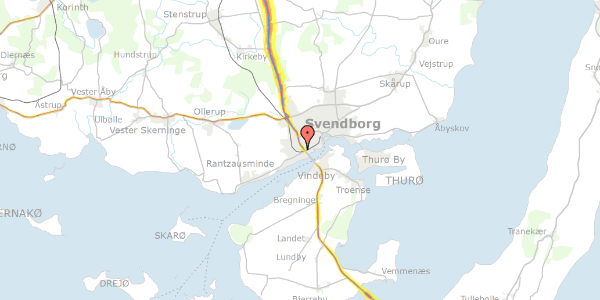 Trafikstøjkort på A P Møllers Vej 33, 5700 Svendborg