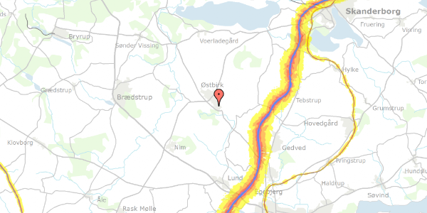 Trafikstøjkort på Stenagervej 29, 8752 Østbirk