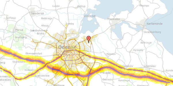 Trafikstøjkort på Gårdhanen 19, 5240 Odense NØ