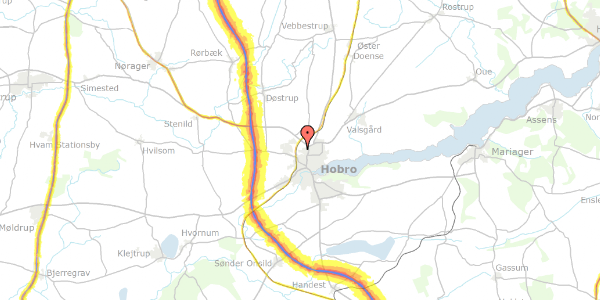 Trafikstøjkort på Hostrupkrogen 10, 9500 Hobro