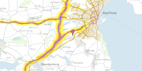 Trafikstøjkort på Kildeagervej 35, 8361 Hasselager