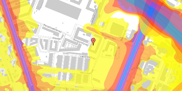 Trafikstøjkort på Burgundyvej 3, 3. th, 2500 Valby