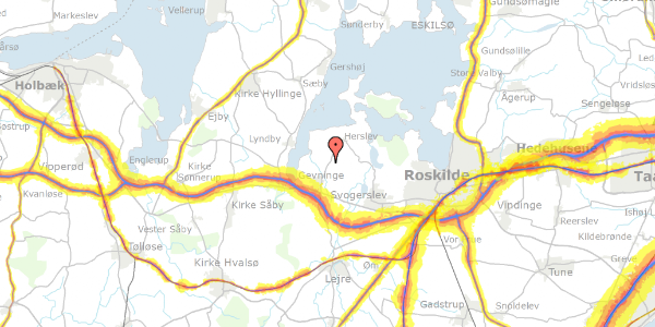 Trafikstøjkort på Herslevvej 37, 4000 Roskilde