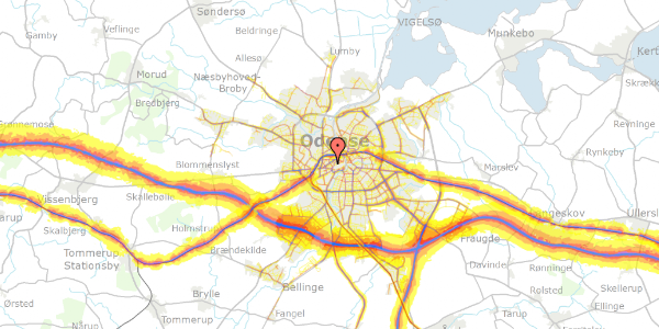 Trafikstøjkort på Dronningensgade 51B, 5000 Odense C