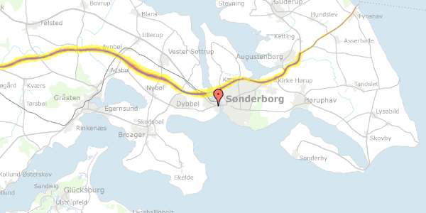 Trafikstøjkort på Dybbølgade 60, 6400 Sønderborg