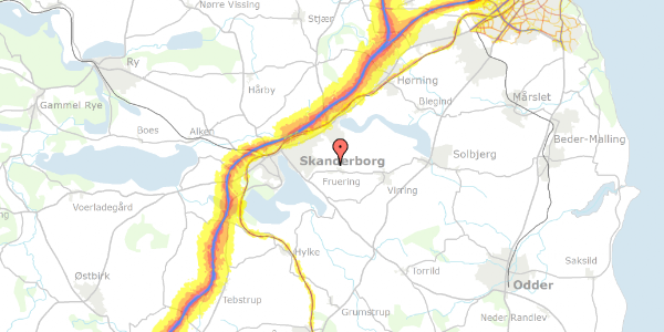 Trafikstøjkort på Fruering Skovmark 14, 8660 Skanderborg