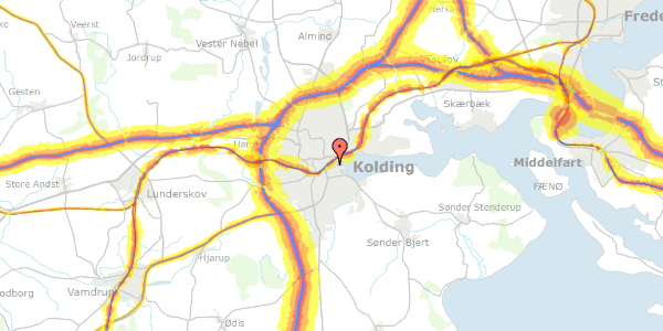 Trafikstøjkort på Nordkajen 13, 6000 Kolding