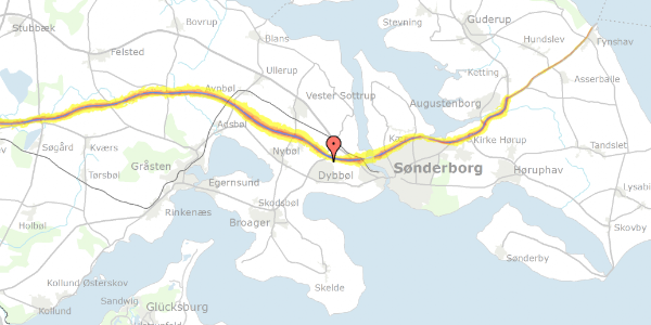 Trafikstøjkort på Dybbøl Bygade 101A, 6400 Sønderborg