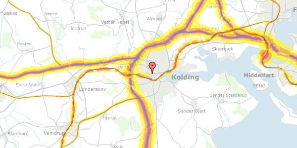 Trafikstøjkort på Ndr. Ringvej 1A, 5. 1, 6000 Kolding