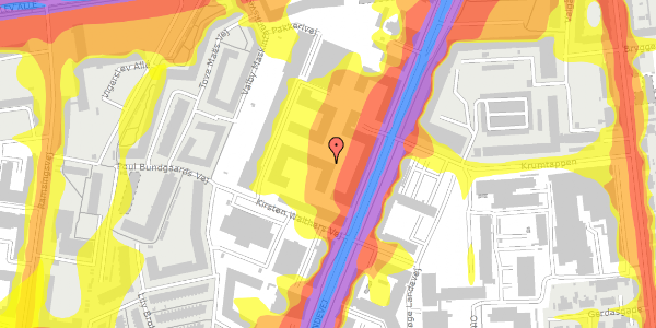 Trafikstøjkort på Montagehalsvej 14, 3. mf, 2500 Valby