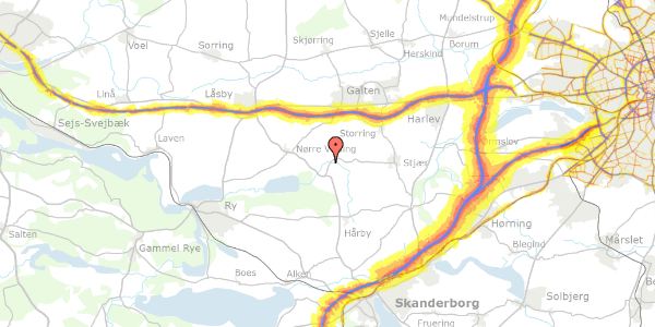 Trafikstøjkort på Vengevej 5, 8660 Skanderborg