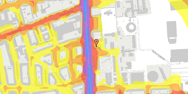 Trafikstøjkort på Østerbrogade 192, 2100 København Ø