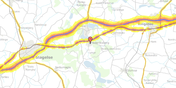 Trafikstøjkort på Ydunsvej 3, 4180 Sorø