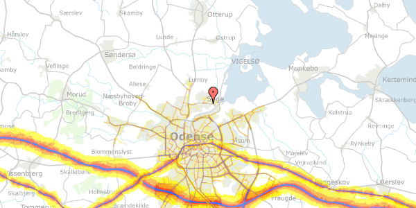 Trafikstøjkort på Hedelundhegnet 68A, 5270 Odense N