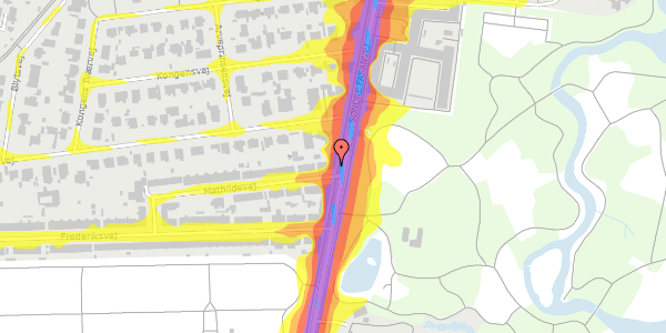 Trafikstøjkort på Søndre Fasanvej 18B, kl. 1, 2000 Frederiksberg