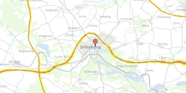 Trafikstøjkort på Nylandsvej 18, . 12, 8600 Silkeborg