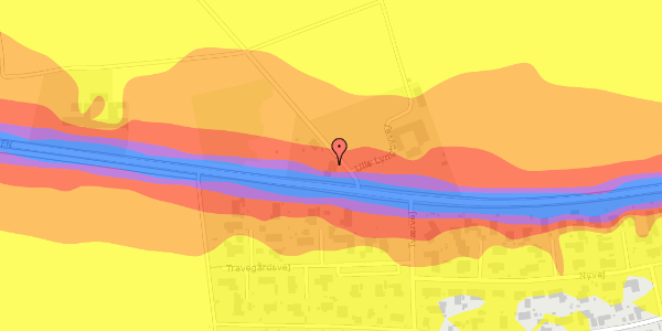 Trafikstøjkort på Lille Lyngbyvej 28, 3320 Skævinge