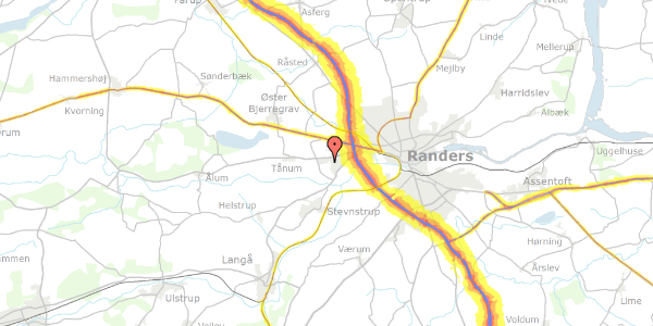 Trafikstøjkort på Mozarts Alle 14, 8920 Randers NV