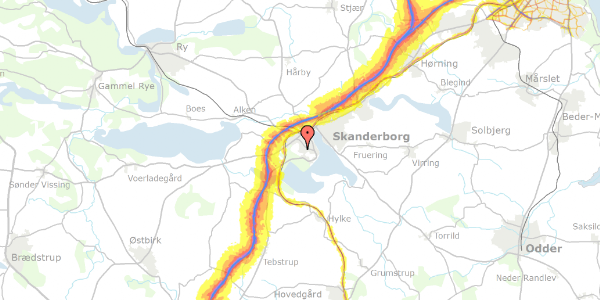 Trafikstøjkort på Sortesøvej 9A, . 7, 8660 Skanderborg