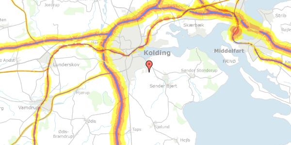 Trafikstøjkort på Gunnars Ager 32, 6000 Kolding